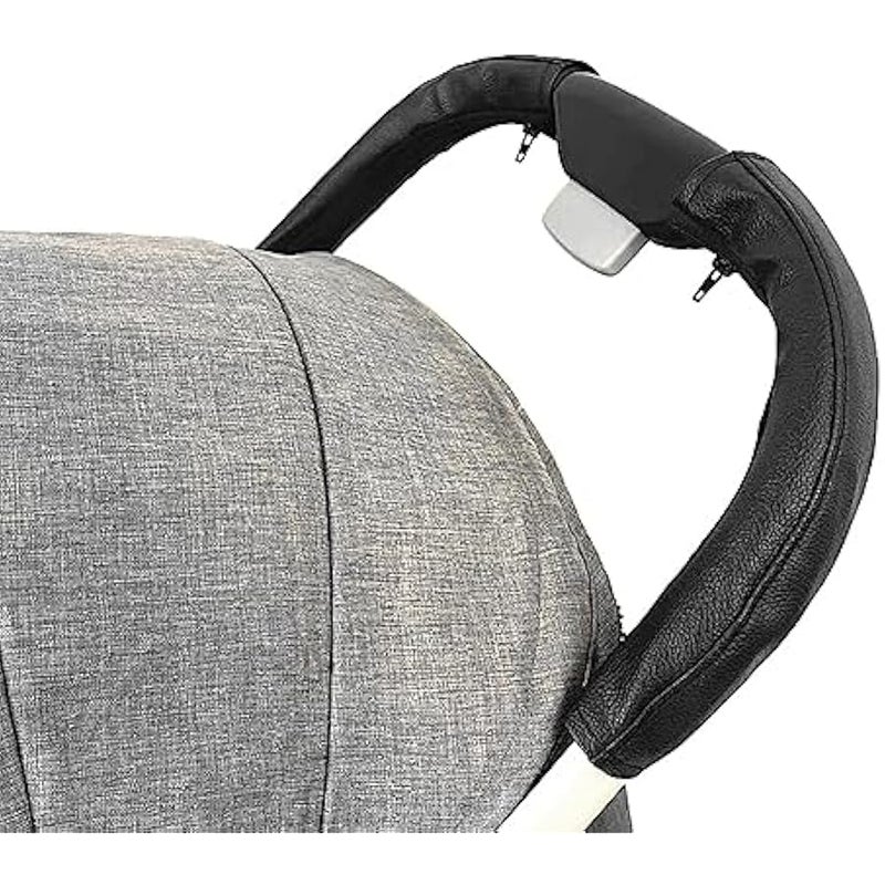 Soft Smooth Leather Bumper Handlebar Sleeve Protect Case for Baby Stroller Dustproof Protect Cover with Zipper Close One Pair - Image 1